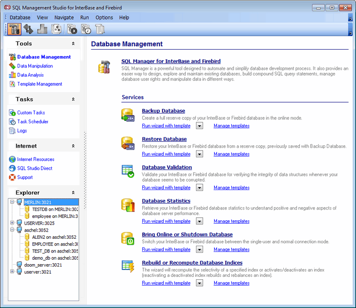 Screenshot of EMS SQL Management Studio for InterBase/Firebird