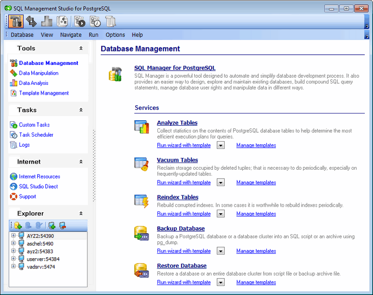 Screenshot of EMS SQL Management Studio for PostgreSQL