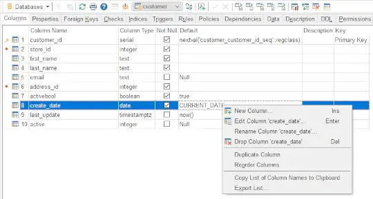 PostgreSQL table editor and server object management interface