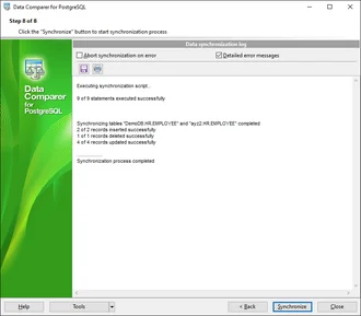Start of synchronization process
