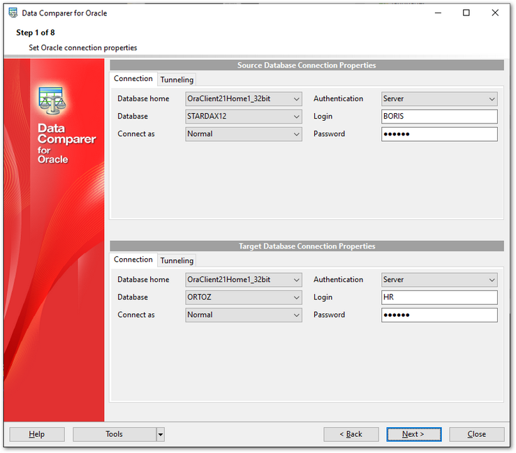 Step 1 - Setting connection properties