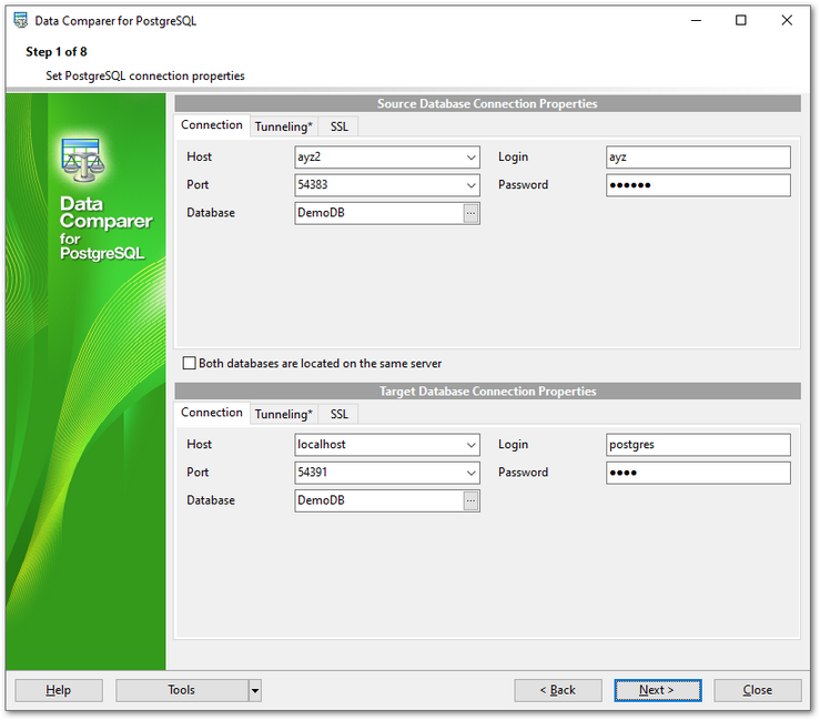 Step 1 - Setting connection properties